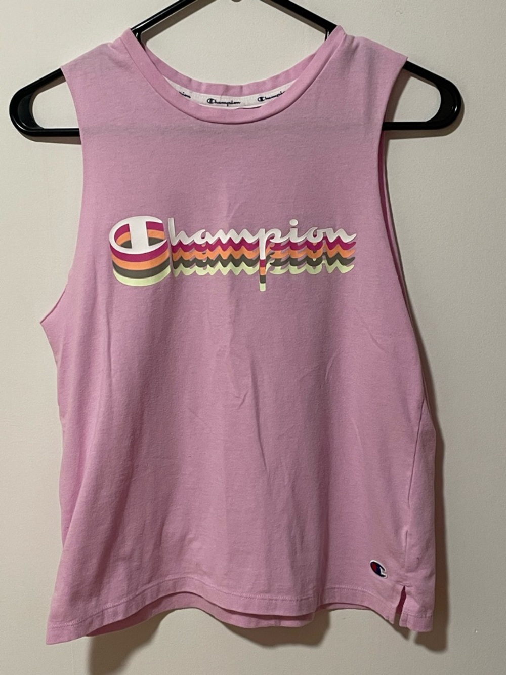 Champion Pink Sleeveless Logo Muscle  Tank Womens S